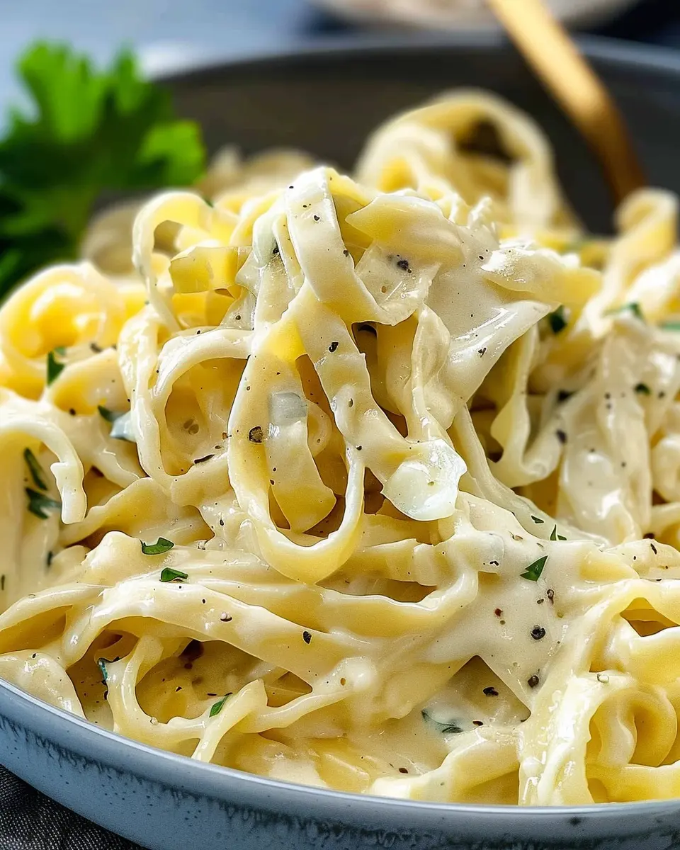 Alfredo Sauce Made Irresistibly Creamy with Turkey Bacon and Chicken Ham