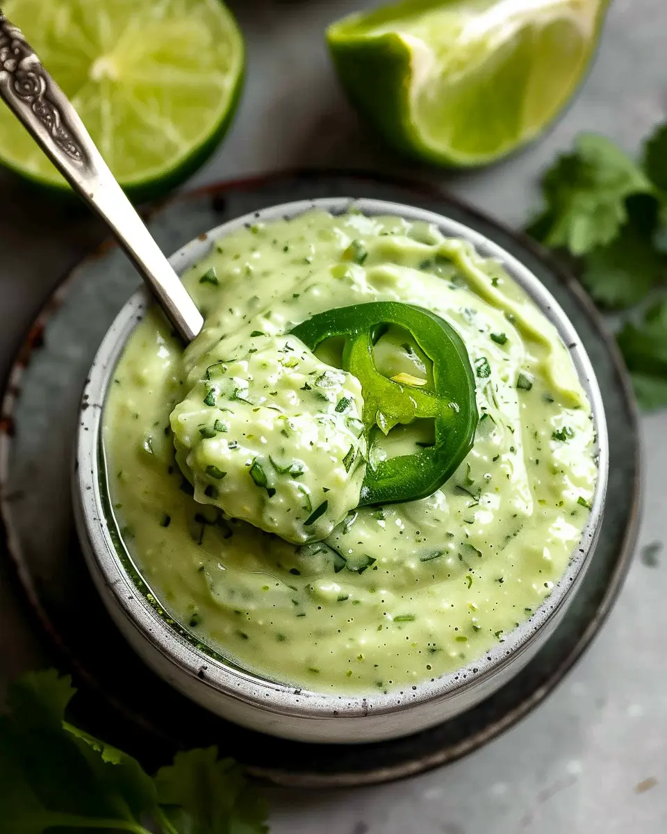 Creamy Cilantro Garlic Sauce: Zesty Delight with Jalapeños &amp; Limes