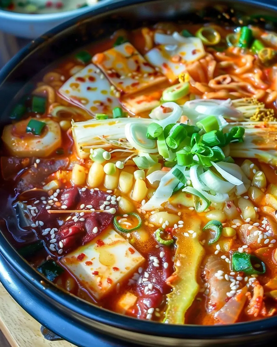 Budae Jjigae: Indulgent Army Stew with Turkey Bacon and Chicken Ham
