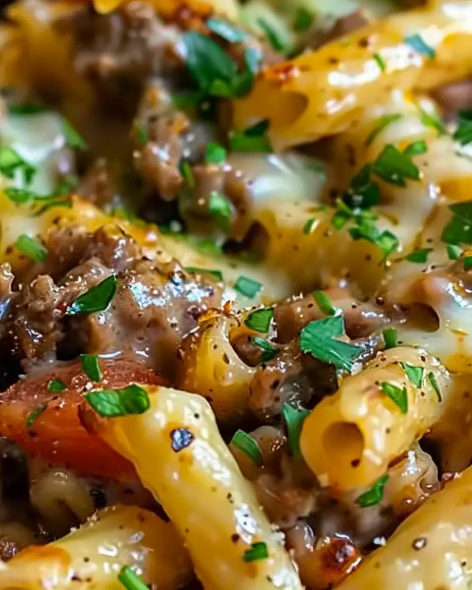 Philly Cheesesteak Pasta: Easy Comfort Food with Turkey Bacon