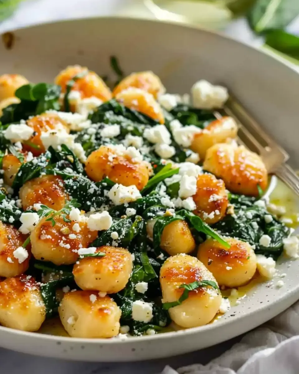 Crispy Gnocchi with Spinach and Feta: Indulgent Childhood Memories